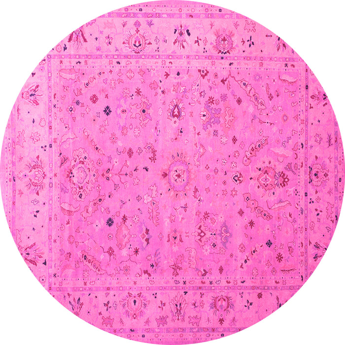 Round Oriental Pink Traditional Rug, tr904pnk