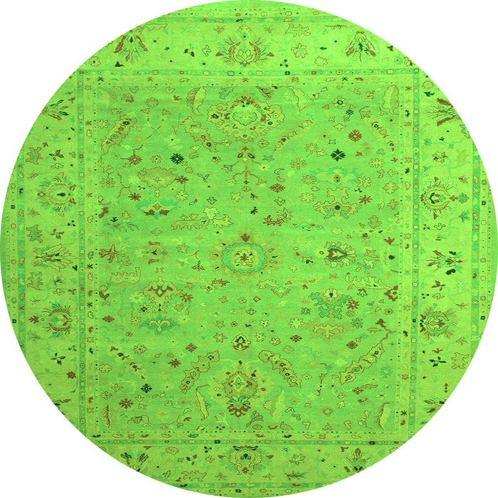 Square Oriental Green Traditional Rug, tr904grn
