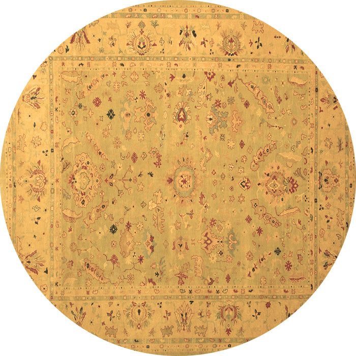 Round Machine Washable Oriental Brown Traditional Rug, wshtr904brn