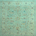 Square Machine Washable Oriental Light Blue Traditional Rug, wshtr904lblu