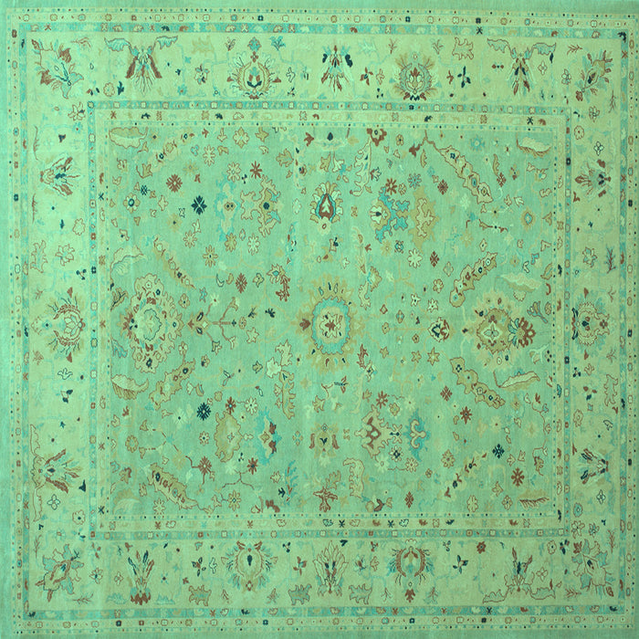 Square Machine Washable Oriental Turquoise Traditional Area Rugs, wshtr904turq