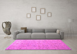 Machine Washable Oriental Purple Traditional Area Rugs in a Living Room, wshtr904pur
