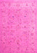 Machine Washable Oriental Pink Traditional Rug, wshtr904pnk