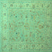 Square Oriental Turquoise Traditional Rug, tr904turq