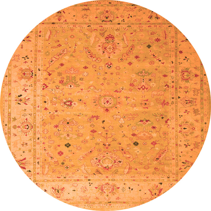 Square Oriental Orange Traditional Rug, tr904org