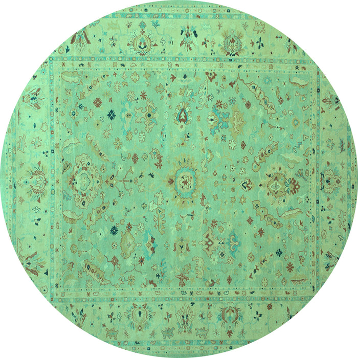 Round Oriental Turquoise Traditional Rug, tr904turq