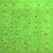 Round Machine Washable Oriental Green Traditional Area Rugs, wshtr904grn