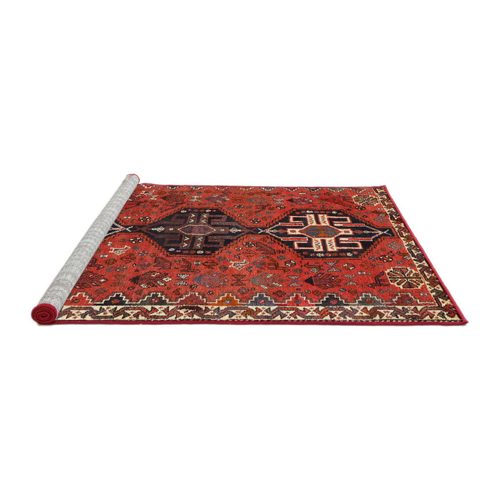 Sideview of Machine Washable Traditional Rust Pink Rug, wshtr905