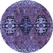 Round Machine Washable Persian Blue Traditional Rug, wshtr905blu