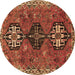 Round Machine Washable Persian Brown Traditional Rug, wshtr905brn