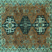 Square Persian Turquoise Traditional Rug, tr905turq