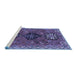 Sideview of Machine Washable Persian Blue Traditional Rug, wshtr905blu