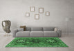 Machine Washable Persian Emerald Green Traditional Area Rugs in a Living Room,, wshtr905emgrn