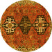 Round Persian Yellow Traditional Rug, tr905yw