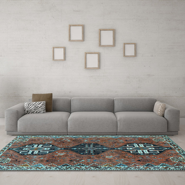 Machine Washable Persian Light Blue Traditional Rug in a Living Room, wshtr905lblu