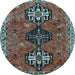 Round Persian Light Blue Traditional Rug, tr905lblu