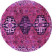 Round Machine Washable Persian Purple Traditional Area Rugs, wshtr905pur