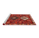 Sideview of Machine Washable Traditional Copper Red Pink Rug, wshtr906