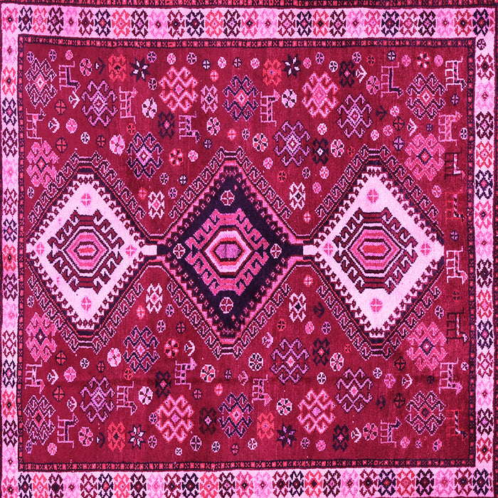 Square Machine Washable Persian Pink Traditional Rug, wshtr906pnk