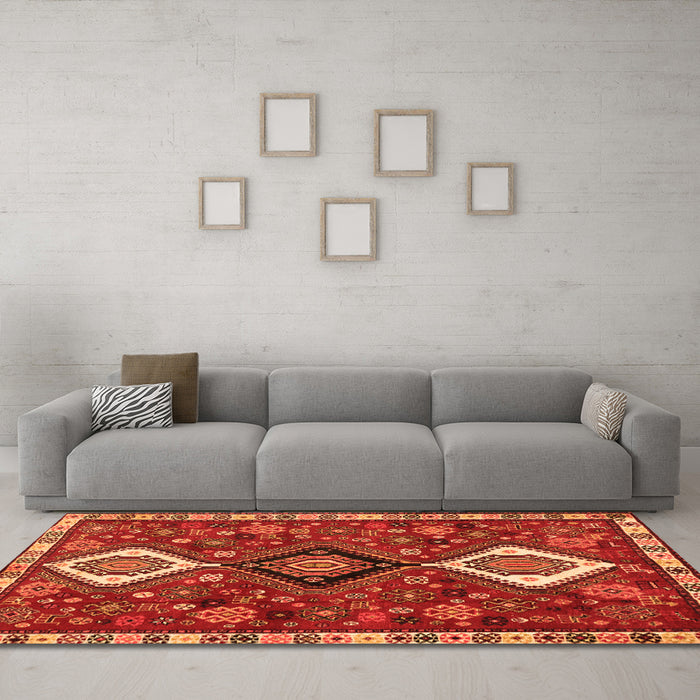 Machine Washable Persian Orange Traditional Area Rugs in a Living Room, wshtr906org
