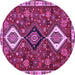 Round Machine Washable Persian Purple Traditional Area Rugs, wshtr906pur