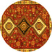 Round Persian Yellow Traditional Rug, tr906yw