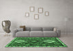 Machine Washable Persian Emerald Green Traditional Area Rugs in a Living Room,, wshtr906emgrn