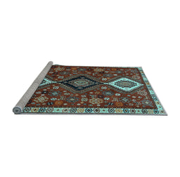 Sideview of Machine Washable Persian Light Blue Traditional Rug, wshtr906lblu