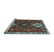 Sideview of Machine Washable Persian Light Blue Traditional Rug, wshtr906lblu