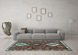 Machine Washable Persian Light Blue Traditional Rug in a Living Room, wshtr906lblu