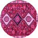 Round Machine Washable Persian Pink Traditional Rug, wshtr906pnk