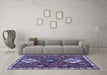 Machine Washable Persian Blue Traditional Rug in a Living Room, wshtr906blu