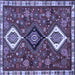 Square Machine Washable Persian Blue Traditional Rug, wshtr906blu