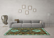 Machine Washable Persian Turquoise Traditional Area Rugs in a Living Room,, wshtr906turq