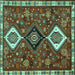 Square Persian Turquoise Traditional Rug, tr906turq