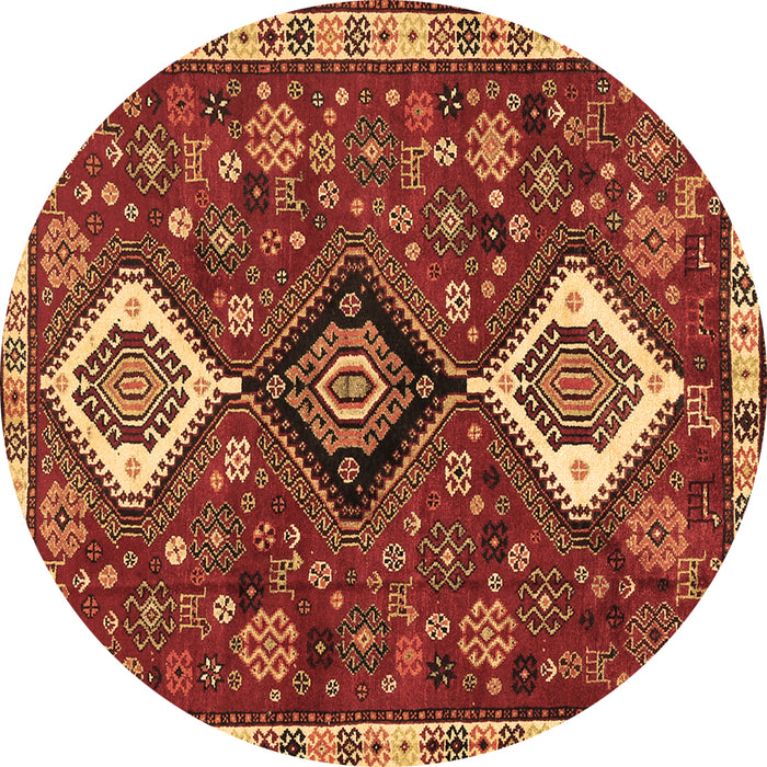 Round Persian Brown Traditional Rug, tr906brn