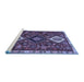 Sideview of Machine Washable Persian Blue Traditional Rug, wshtr906blu