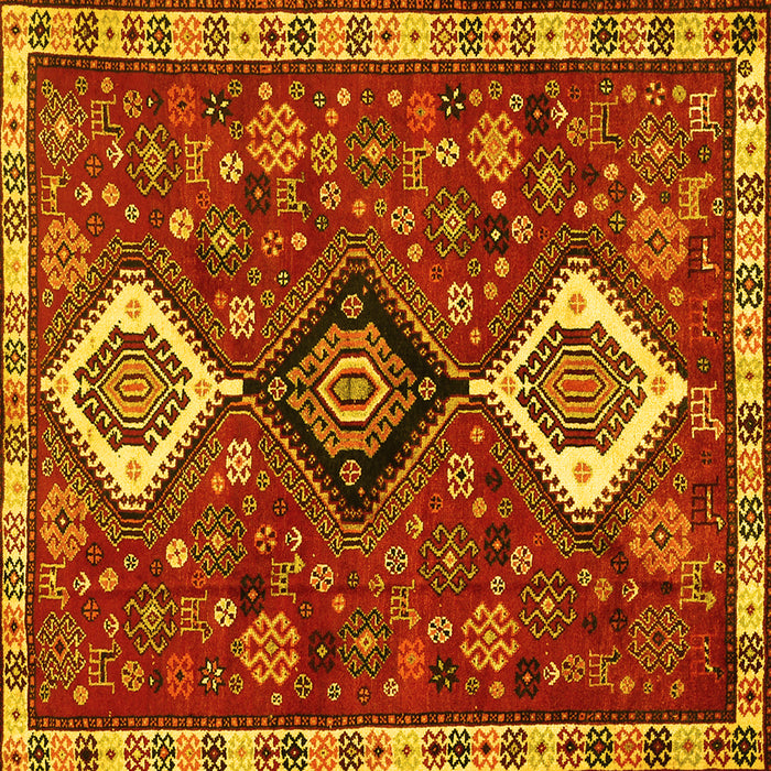 Square Machine Washable Persian Yellow Traditional Rug, wshtr906yw