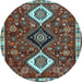 Round Machine Washable Persian Light Blue Traditional Rug, wshtr906lblu