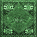 Square Machine Washable Persian Emerald Green Traditional Area Rugs, wshtr907emgrn