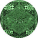 Round Persian Emerald Green Traditional Rug, tr907emgrn