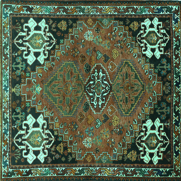 Square Persian Turquoise Traditional Rug, tr907turq