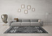 Machine Washable Persian Gray Traditional Rug in a Living Room,, wshtr907gry