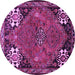 Round Machine Washable Persian Purple Traditional Area Rugs, wshtr907pur