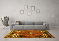 Machine Washable Persian Yellow Traditional Rug, wshtr907yw