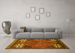 Machine Washable Persian Yellow Traditional Rug in a Living Room, wshtr907yw