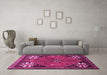 Machine Washable Persian Pink Traditional Rug in a Living Room, wshtr907pnk