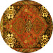 Round Machine Washable Persian Yellow Traditional Rug, wshtr907yw