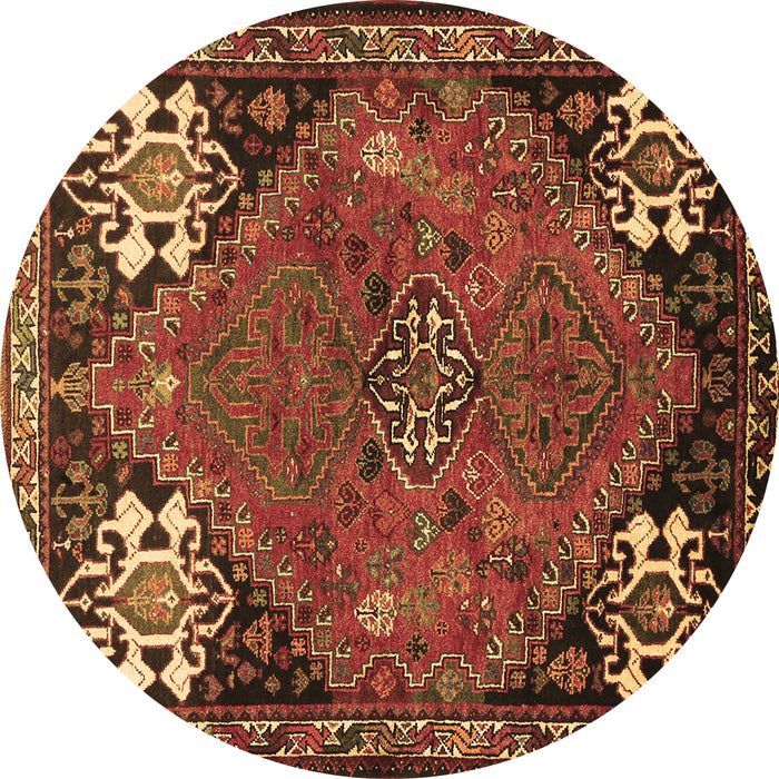 Round Persian Brown Traditional Rug, tr907brn