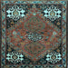 Square Machine Washable Persian Light Blue Traditional Rug, wshtr907lblu